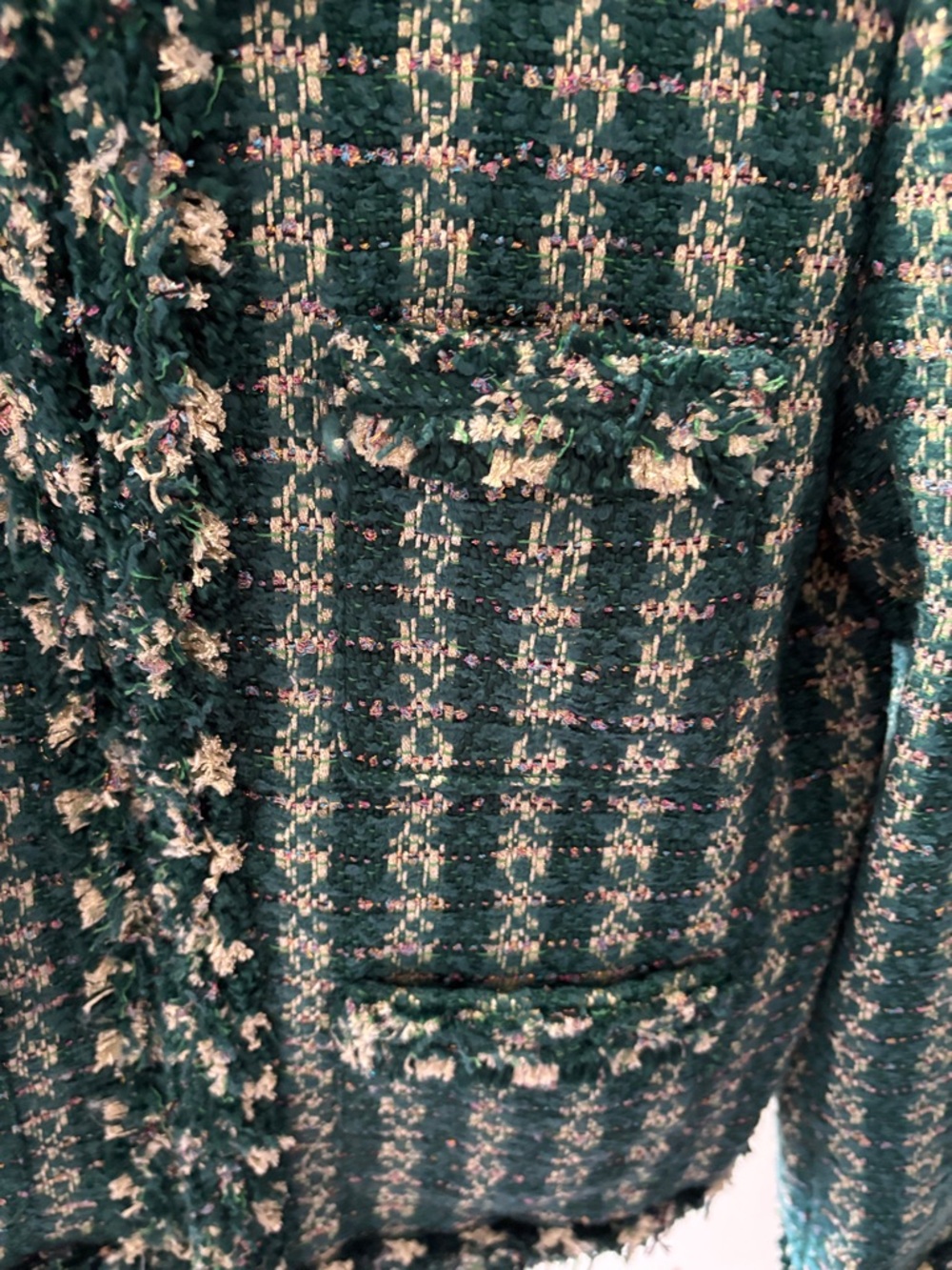 J. Crew Green Tweed Fringe Jacket - Picture 2 of 4